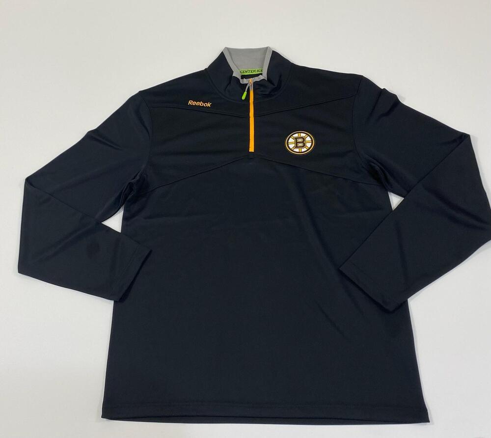 Boston Bruins Shirt Mens Medium NHL Hockey Reebok Speedwick Center Ice 1/4 Zip